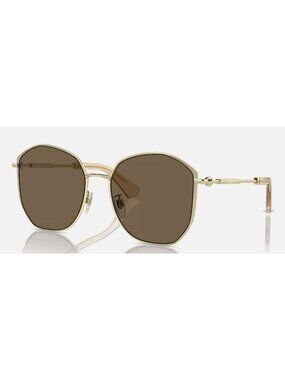 Burberry Gold Frame Hexagonal Sunglasses Brown Gradient Lenses New